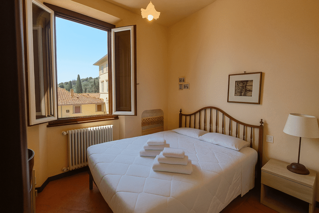Florence apartment, florence center, bedroom with natural light